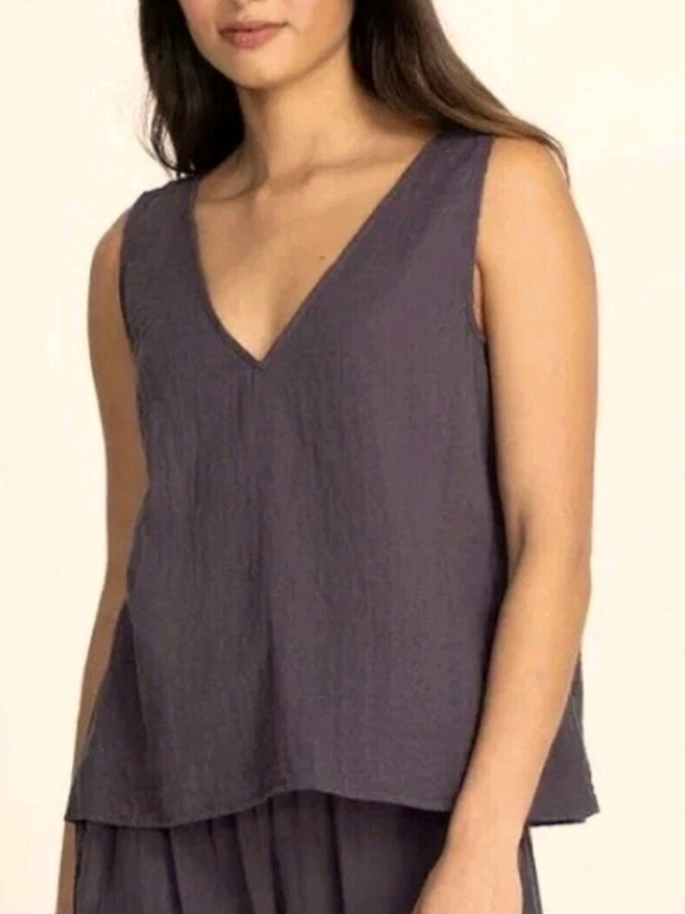 JOHNNY WAS Calme Drape Tank Top- Graphite/Sz XL 100% Cotton